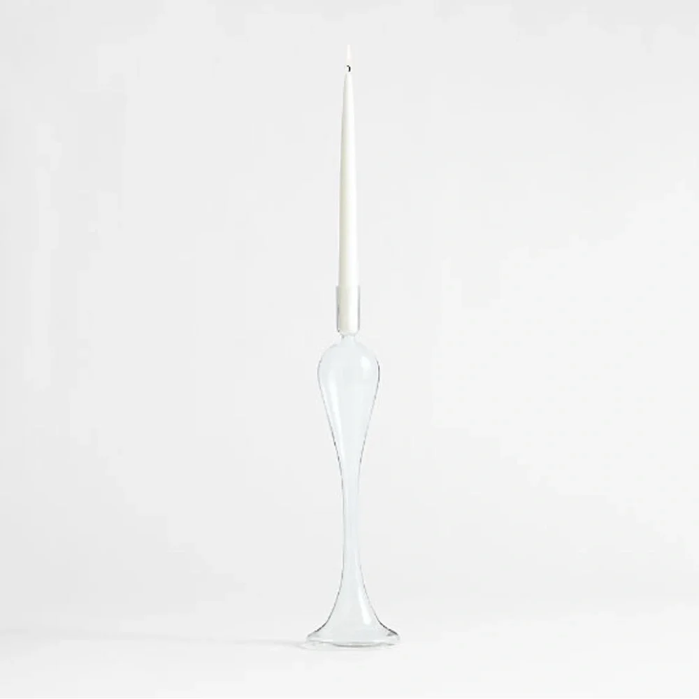 New! Crate&Barrel Clear Glass Sculptural Vase Candle Holder 20”